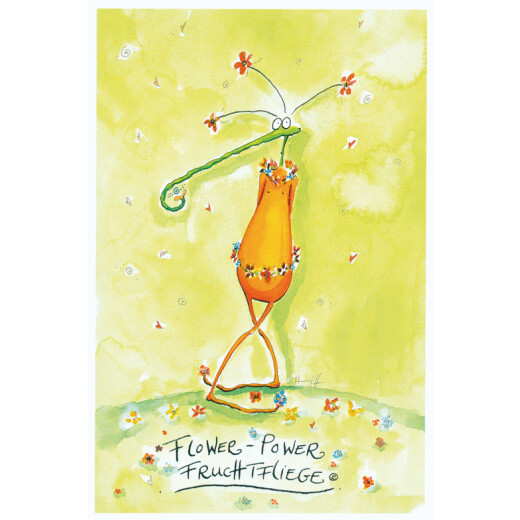 Flower-Power-Fruchtfliege Postkarte
