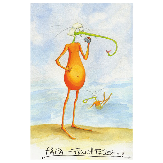 Papa-Fruchtfliege Postkarte