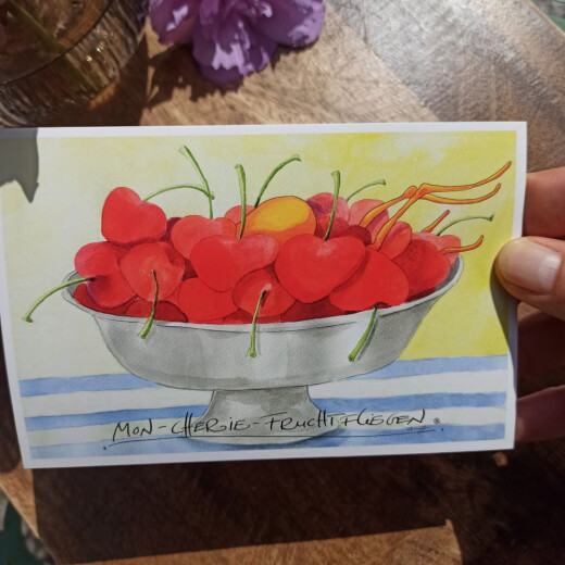 Postkarte "Mon-Cherie-Fruchtfliegen"