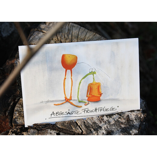 Abgesägte Fruchtfliege Postkarte
