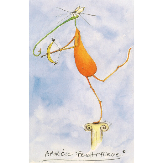 Amoröse Fruchtfliege Postkarte