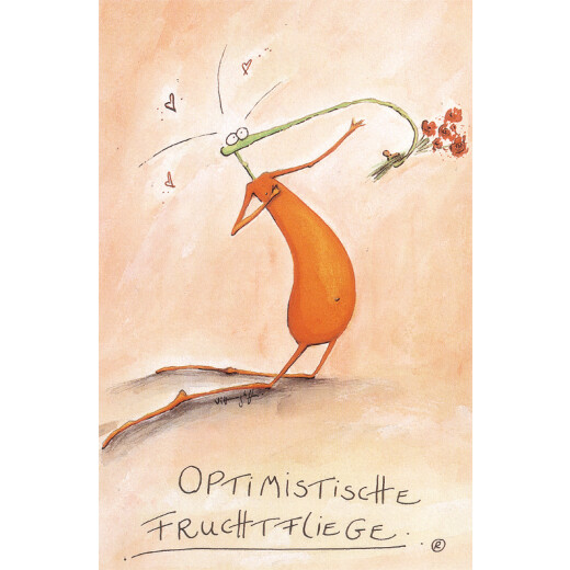 Optimistische Fruchtfliege Postkarte