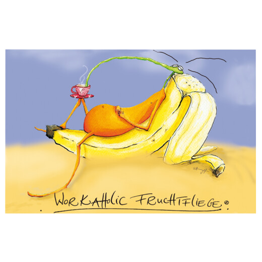 Workaholic Fruchtfliege Postkarte