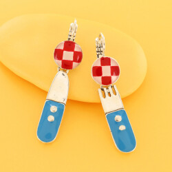Taratata Dinette Ohrringe Messer & Gabel - einzigartige Ohrhänger mit buntem Besteck handgemachter Designerschmuck