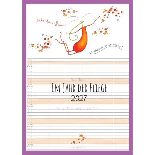 Im Jahr der Fliege 2027  Kalender A3 – witziger Familienplaner & Wandkalender mit der Fruchtfliege