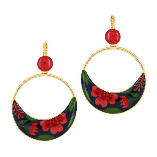 Taratata Alfred Ohrhänger - große, runde Ohrringe mit Blumenmuster