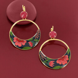 Taratata Alfred Ohrhänger - große, runde Ohrringe mit Blumenmuster