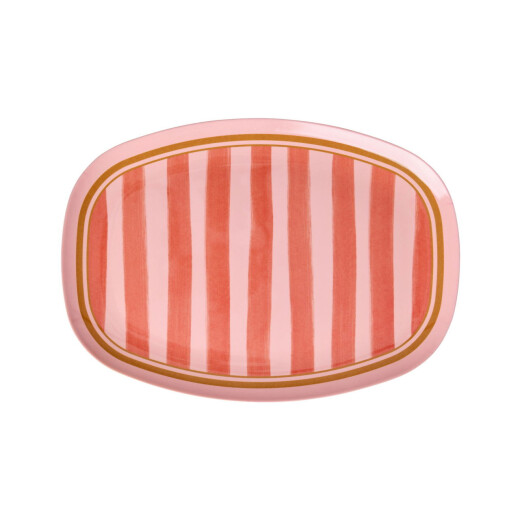 RICE Teller Pink Organic Stripes Melamin | Teller Groß