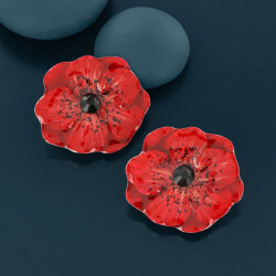Taratata Damen Ohrclips Joli Coquelicot - Roter Mohn als Clips