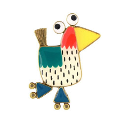 Taratata Brosche Roule Ma Poule - Huhn auf Rollschuhen