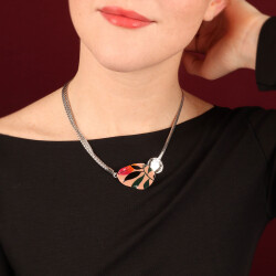 Taratata Amazone Collier - Versilberte Halskette mit Blattmotiv und verschiedenen Ketten