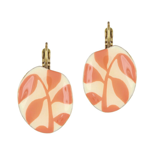 Taratata Kaly Ohrhänger - Ovaler Hänger mit floralem Muster in Orange