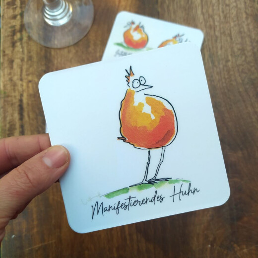 Manifestierendes Huhn | Untersetzer aus Kork