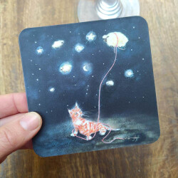 Katze mit Wolkenschaf | Untersetzer aus Kork