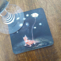 Katze mit Wolkenschaf | Untersetzer aus Kork