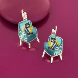 Taratata Chanapé Ohrhänger Blau - Katze im Sessel