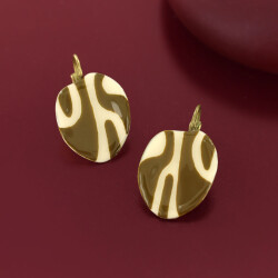 Taratata Kaly Ohrhänger - Ovaler Hänger mit floralem Muster in Khaki