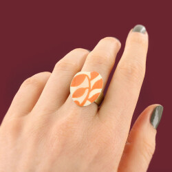 Taratata Kaly Ring mit floralem Muster in Orange