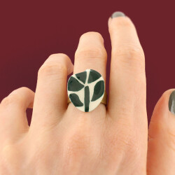 Taratata Kaly Ring mit floralem Muster in Grün