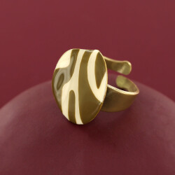 Taratata Kaly Ring mit floralem Muster in Khaki