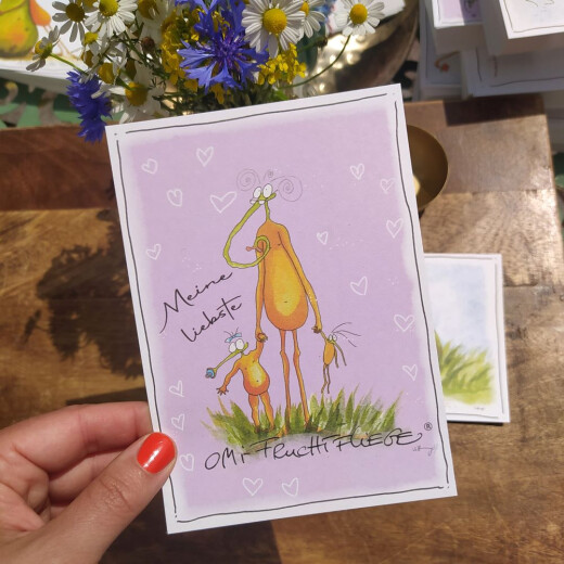 Postkarte mit Spruch "Meine liebste Omi" | Omi-Fruchtfliege