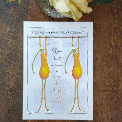 Postkarte mit Spruch - Du bist schön so wie du bist | Vorher-Nachher-Fruchtfliege