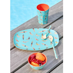 Retro Swimster | Melamin Schüssel | Klein | Rice - kleine robuste Schüssel für Snacks Desserts Beilagen mit sommerlich bunten Schwimmerinnen Muster