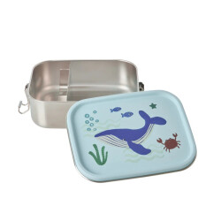 Brotdose aus Edelstahl - Ocean Print in Blau von Rice