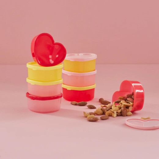 Kleine Herz Lebensmittelboxen | Rot, Rosa, Gelb | 8er Set von Rice