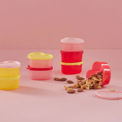 Kleine Herz Lebensmittelboxen | Rot, Rosa, Gelb | 8er Set von Rice