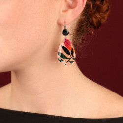 Taratata Amazone Ohrhänger - elegante Ohrringe mit handbemaltem Blattmotiv