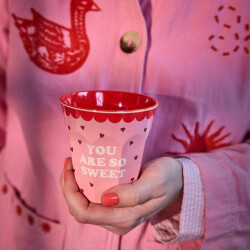 Snoopy und Woodstock | Melamin Becher Medium | Pink |...