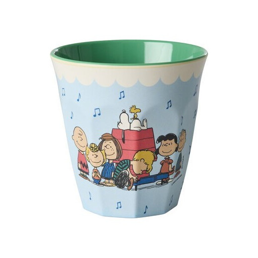 Snoopy mit Freunden | Melamin Becher Medium | Blau | Rice x Peanuts