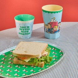 Snoopy mit Freunden | Melamin Becher Medium | Blau | Rice...