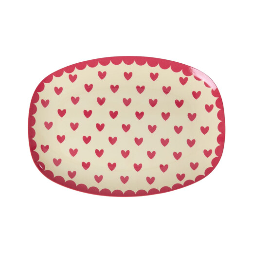Darling Hearts - Dessertteller aus Melamin mit roten Herzen von Rice