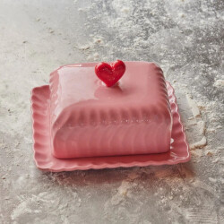Rice Butterdose mit Herz - Keramik in Pink