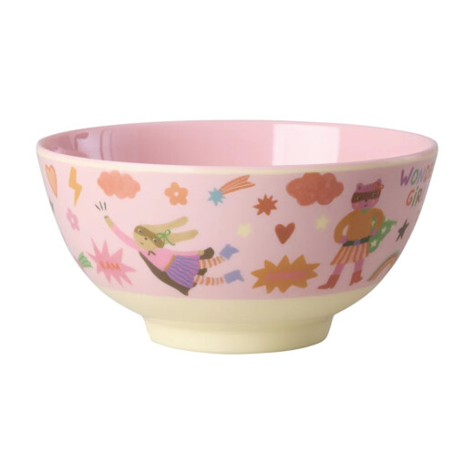 Hero Pink | Melamin Schüssel | Medium | Rice - mittelgroße Kinderschüssel mit bunten Superhelden Tieren