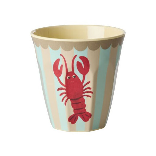 Lobster Gestreift | Melamin Becher Medium | Rice