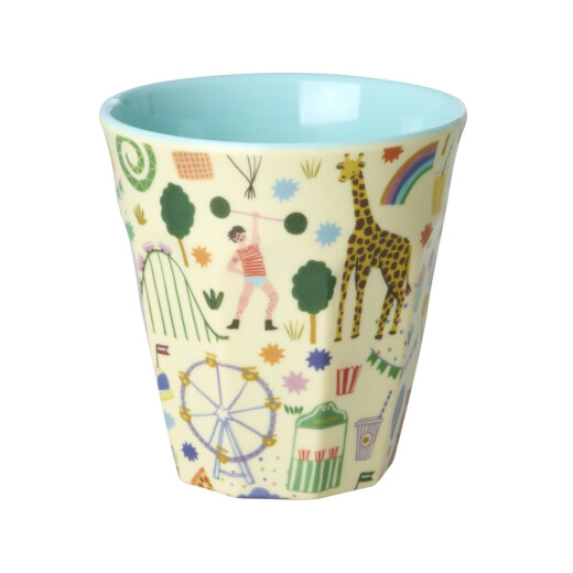 Fun Fair Mint | Melamin Becher Medium | Rice - Kinderbecher mit bunten jahrmarkt Motiven