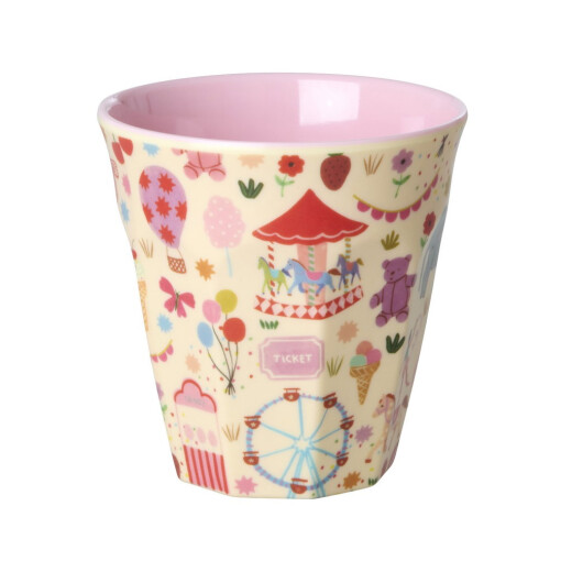 Fun Fair Pink | Melamin Becher Medium | Rice - Kinderbecher mit bunten jahrmarkt Motiven