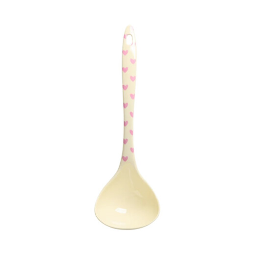 Favorite Hearts Pink | Melamin Suppenlöffel | Rice - Robuste Suppenkelle mit pinken Herzen auf creme Untergrund