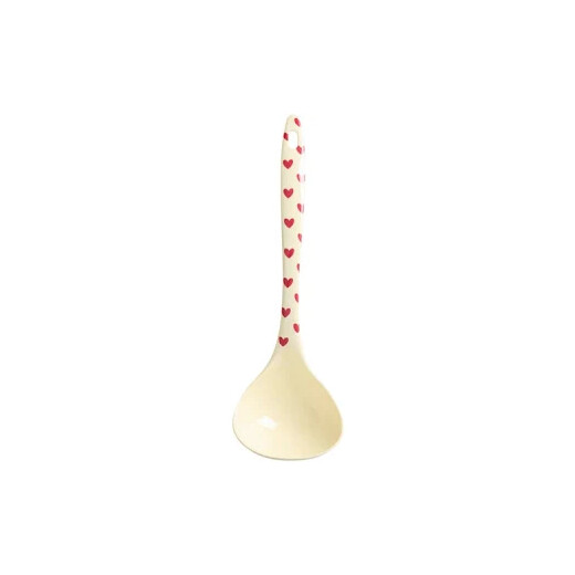 Favorite Hearts Rot | Melamin Suppenlöffel | Rice - Robuste Suppenkelle mit roten Herzen auf creme Untergrund