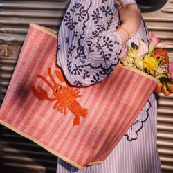 Rice Tasche Raffia Lobster - Große Tragetasche mit...