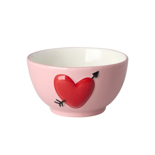Embossed Heart | Keramik Schüssel Klein | Pink | Rice