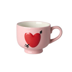 Embossed Heart | Keramik Tasse | Pink | Rice - rotes Herz...