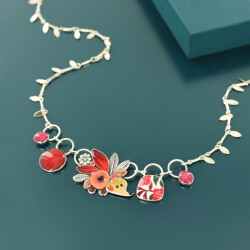 Taratata Mini Kette - süße Igel Kette in Rot mit vielen Details
