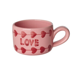 Hand Painted Love | Keramik Cappuccino Tasse | Pink | Rice