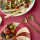 Rice Salatbesteck Stripe Delight - Melamin Besteck mit Streifen in Grün und Rosa