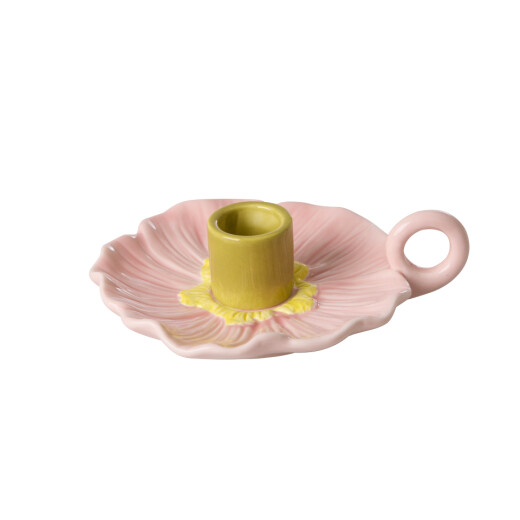 Rice Keramik Kerzenständer im Rosa Flower Design