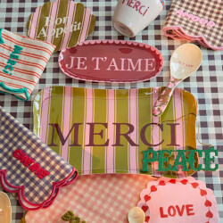 Rice Metall Tablett Je taime - Emailletablett im Rusty Beauty Design
